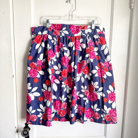 ModCloth High Waisted A-Line Rose Print Floral Skirt Size 1X Office Cute Garden - Picture 2 of 11